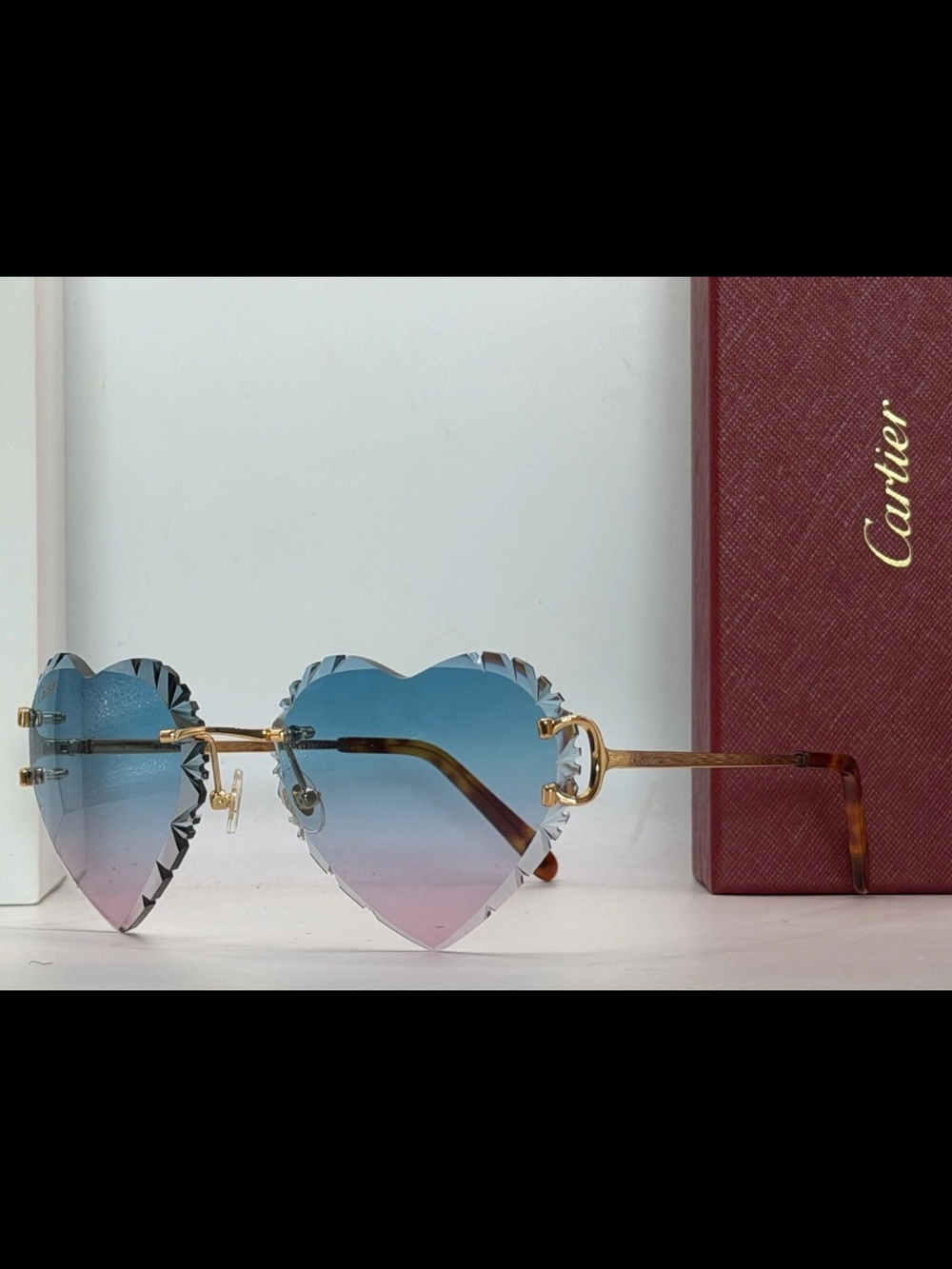 BeautifulCartier CT0092O Custom Heart Gradient Rimless Sunglasses orig. box case - Picture 3 of 9